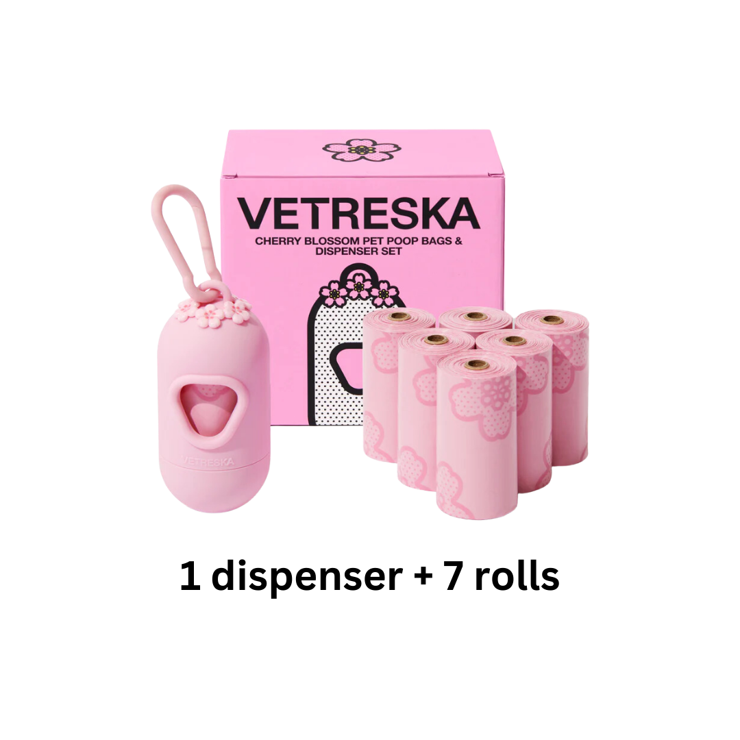 Cherry Blossom Pet Poop Bags & Dispenser